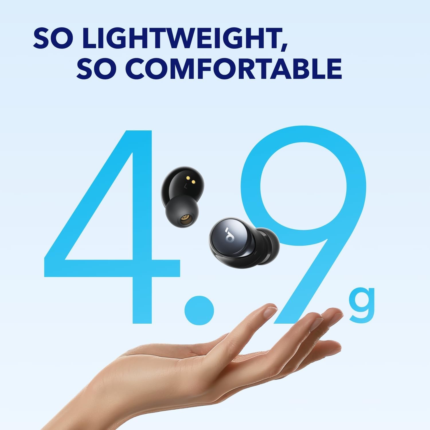 by  Space A40 Adaptive Active Noise Cancelling Wireless Earbuds, Reduce Noise by up to 98%, Ultra Long 50H Playtime, 10H Single Playtime, Hi-Res Sound, Comfortable Fit, Wireless Charge