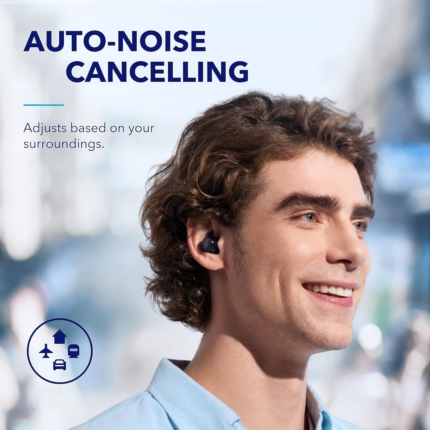 by  Space A40 Adaptive Active Noise Cancelling Wireless Earbuds, Reduce Noise by up to 98%, Ultra Long 50H Playtime, 10H Single Playtime, Hi-Res Sound, Comfortable Fit, Wireless Charge