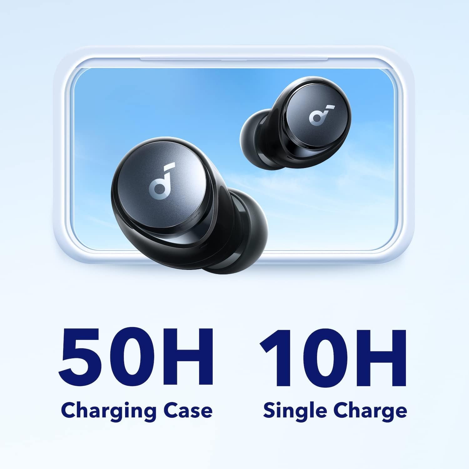 by  Space A40 Adaptive Active Noise Cancelling Wireless Earbuds, Reduce Noise by up to 98%, Ultra Long 50H Playtime, 10H Single Playtime, Hi-Res Sound, Comfortable Fit, Wireless Charge